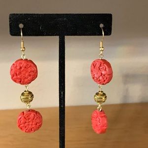 Red Flower Earrings
